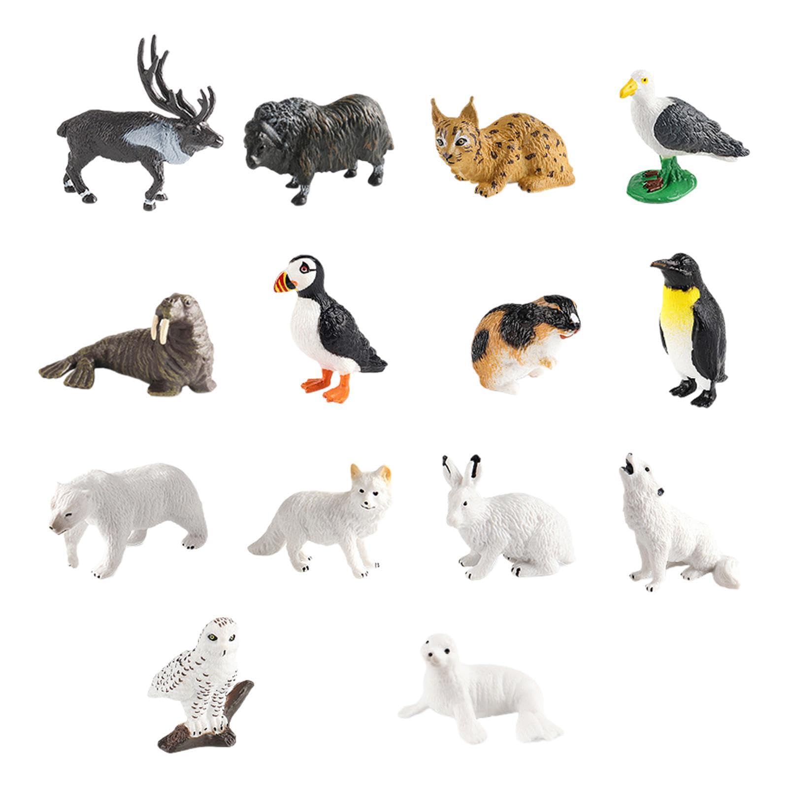 mophrati 14pcs/set Arctic Animals Figurines Set Realistic Simulation Model