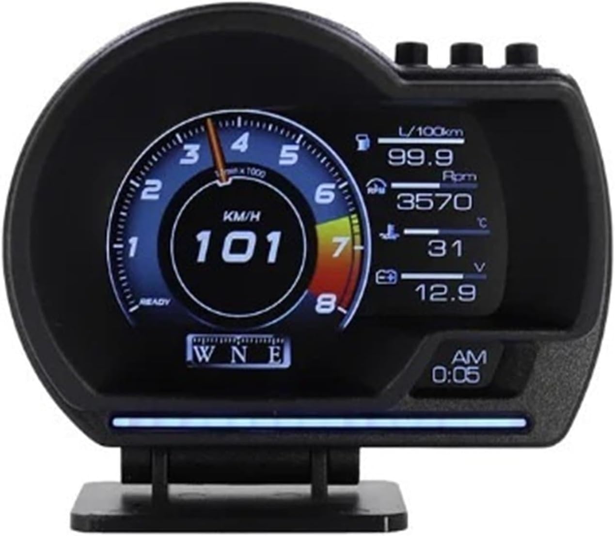 A501 Smart Car HUD Display with OBD2 Real-Time Data - Turbo Gauge, Digital OBD Odometer, Security reminder, Water & Oil Temp, RPM Monitor for Enhanced Driving