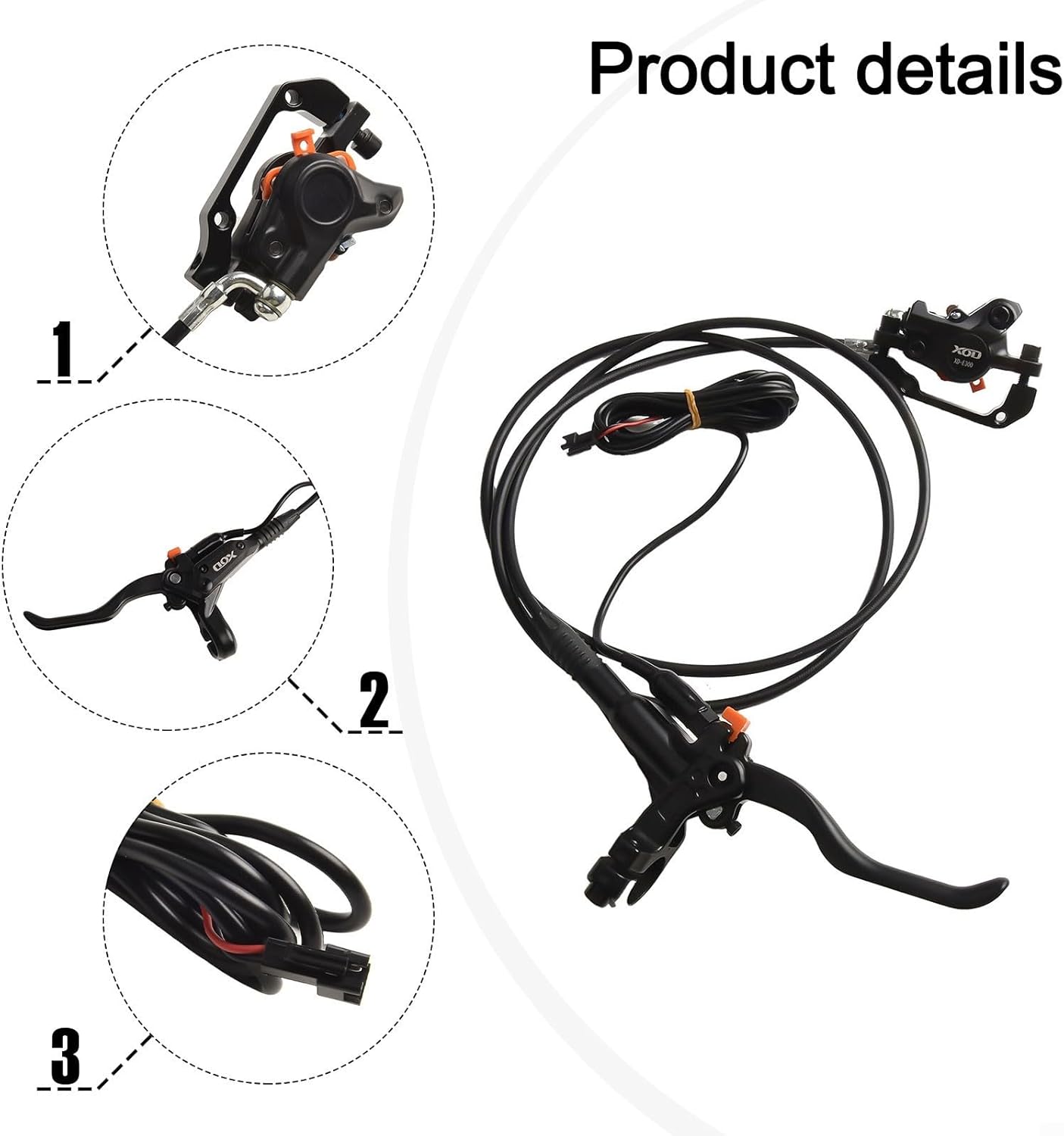 E-Bike Hydraulic Disc Brake Set with Electric Power Control and Integrated Shifter, Aluminum Alloy Construction, Front 140mm or 160mm and Rear 160mm or 180mm Compatible Brake Rotors(Left rear)
