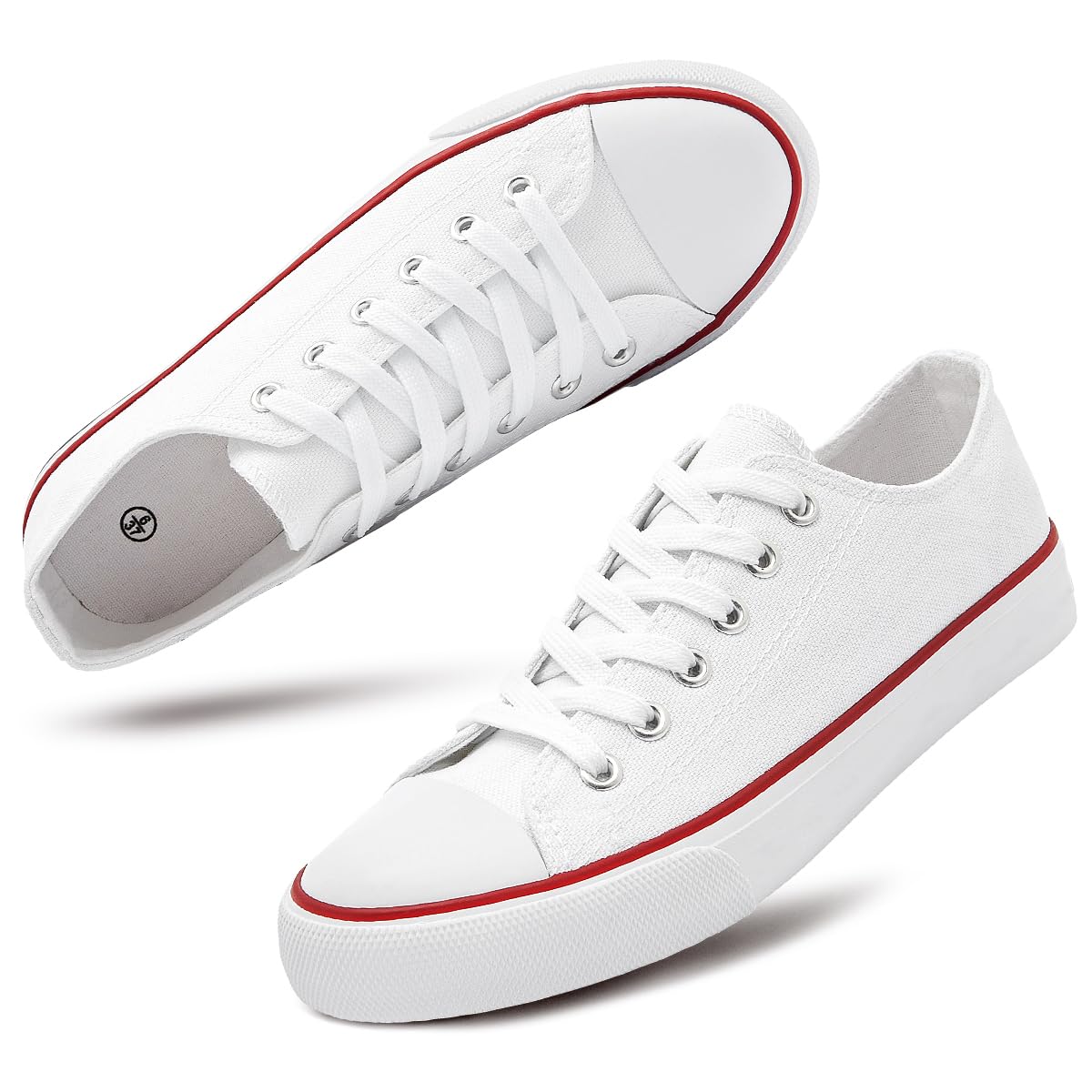Women's Canvas Sneaker Classic Low Top Fashion Sneaker Casual Shoes(White,US10)