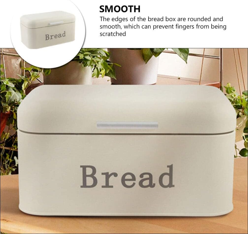 Kichvoe メタル製ブレッドボックス カウンタートップ用パン収納容器 蓋付きキッチンストレージ 台所のパン スナック フルーツ整