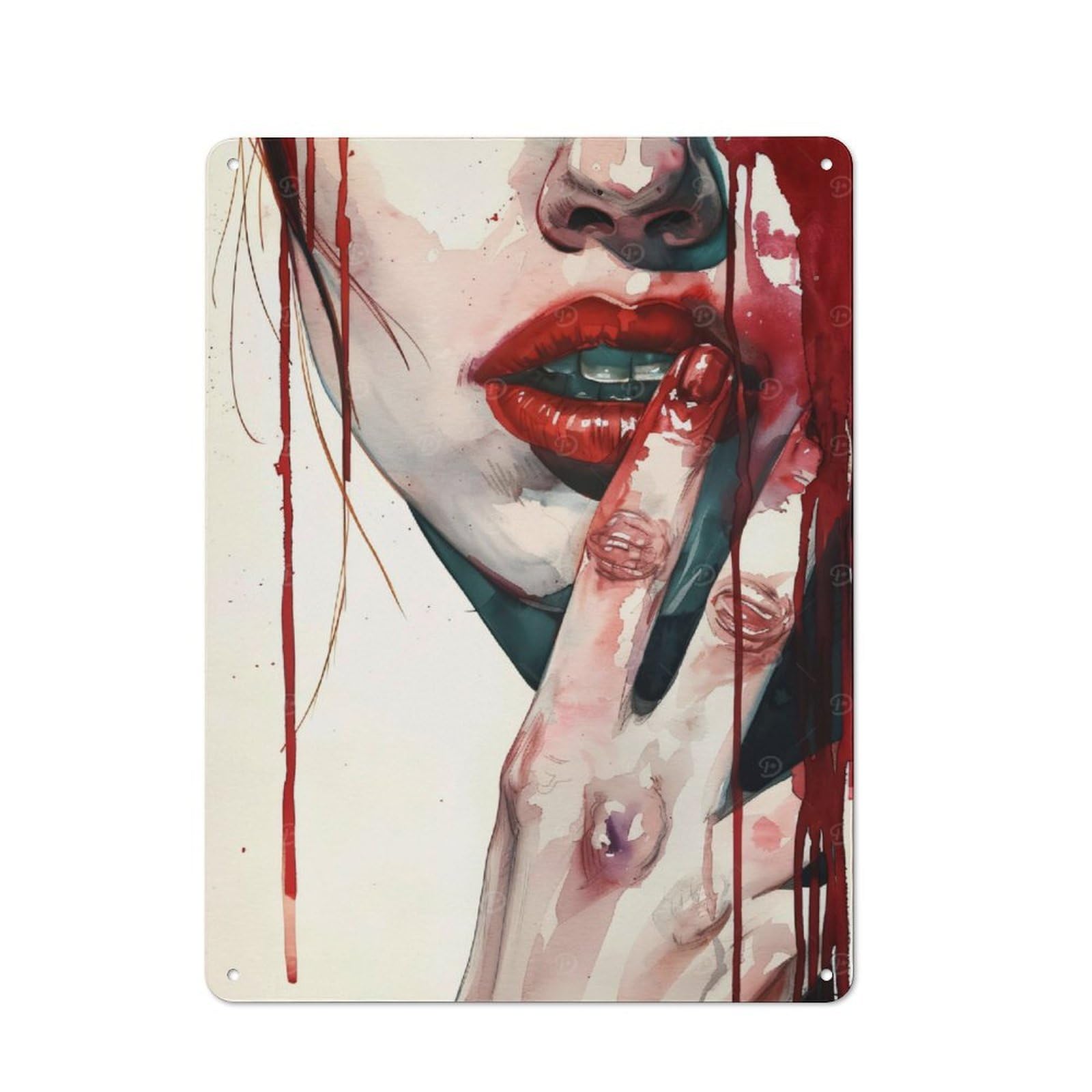 Junmoney Watercolor Kiss Retro Tin Wall Plaque 40X30cm For Home Office Or Studio, Wall Decoration For Home Offices And Studios