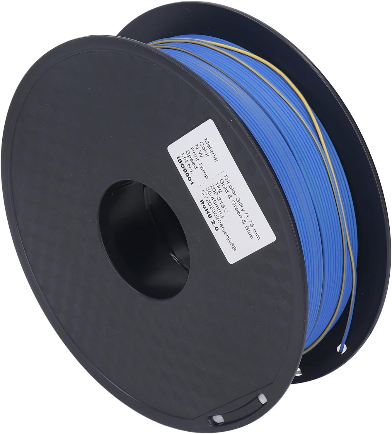 Tricolor 1.75mm PLA 3D Printer Filament, High Toughness Consumable Material for Model Crafting, Gold Green Blue Rotatable Design, Standard Size with Good Printing Effect