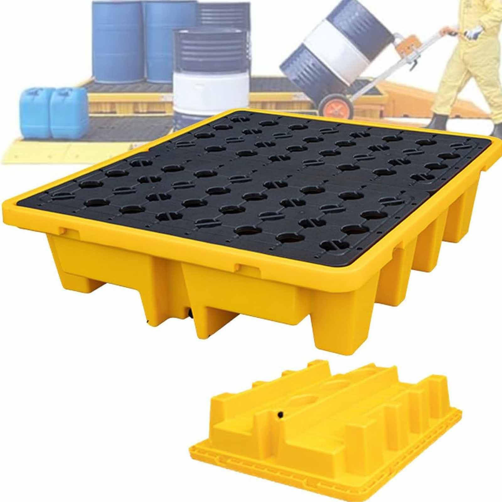Pallet per depositi e fabbriche, in polietilene, 130 x 68 x 30 cm, soluzione di contenimento del tamburo dell'olio per sicurezza ed efficienza