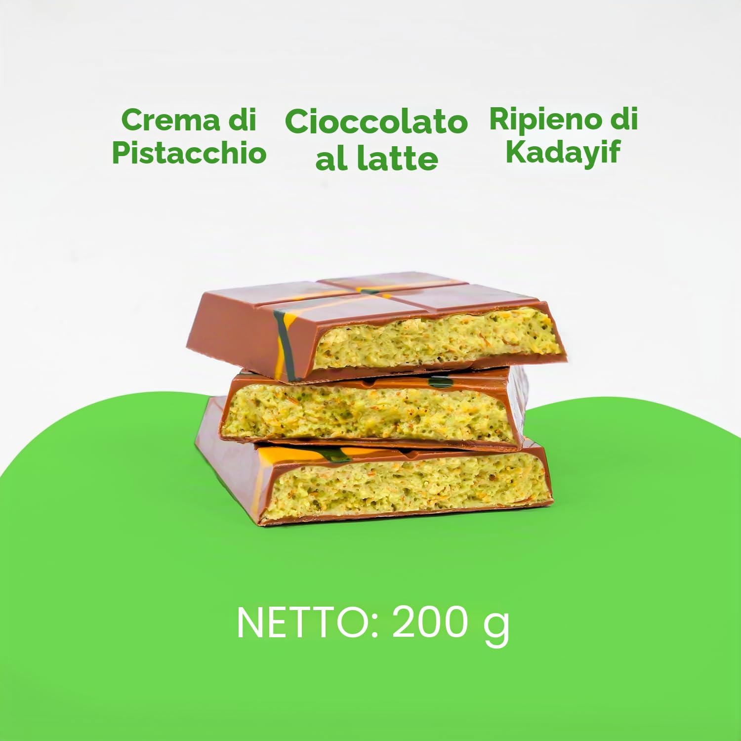 Cioccolato Dubai Pistacchio 3 x 200 g – Cioccolato Dubai con pistacchi e kadayif, cioccolato Dubai, cioccolato Dubai, dolci, cioccolato dubai, fonte di cioccolato dolci originali