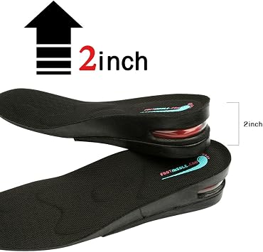 Height Increase Shoe Insoles with Air Cushion, Black, 1,2,3 Layers