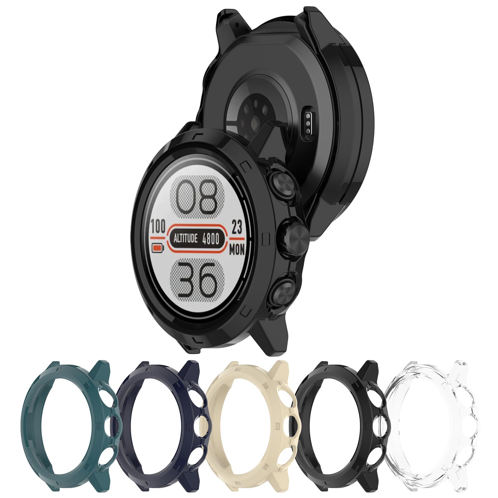 Compatible with COROS APEX 2 Pro Protective Case Cover, Smartwatch PC Protective Case Cover Shell Soft and Durable Watch Accessories(Black)