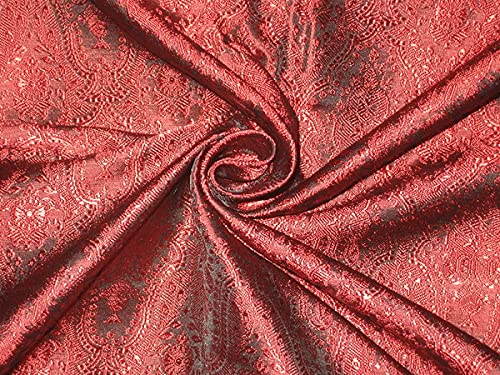 Tissu brocart en soie rouge vin au yard textile jacquard bordeaux noir pour couture haut de gamme