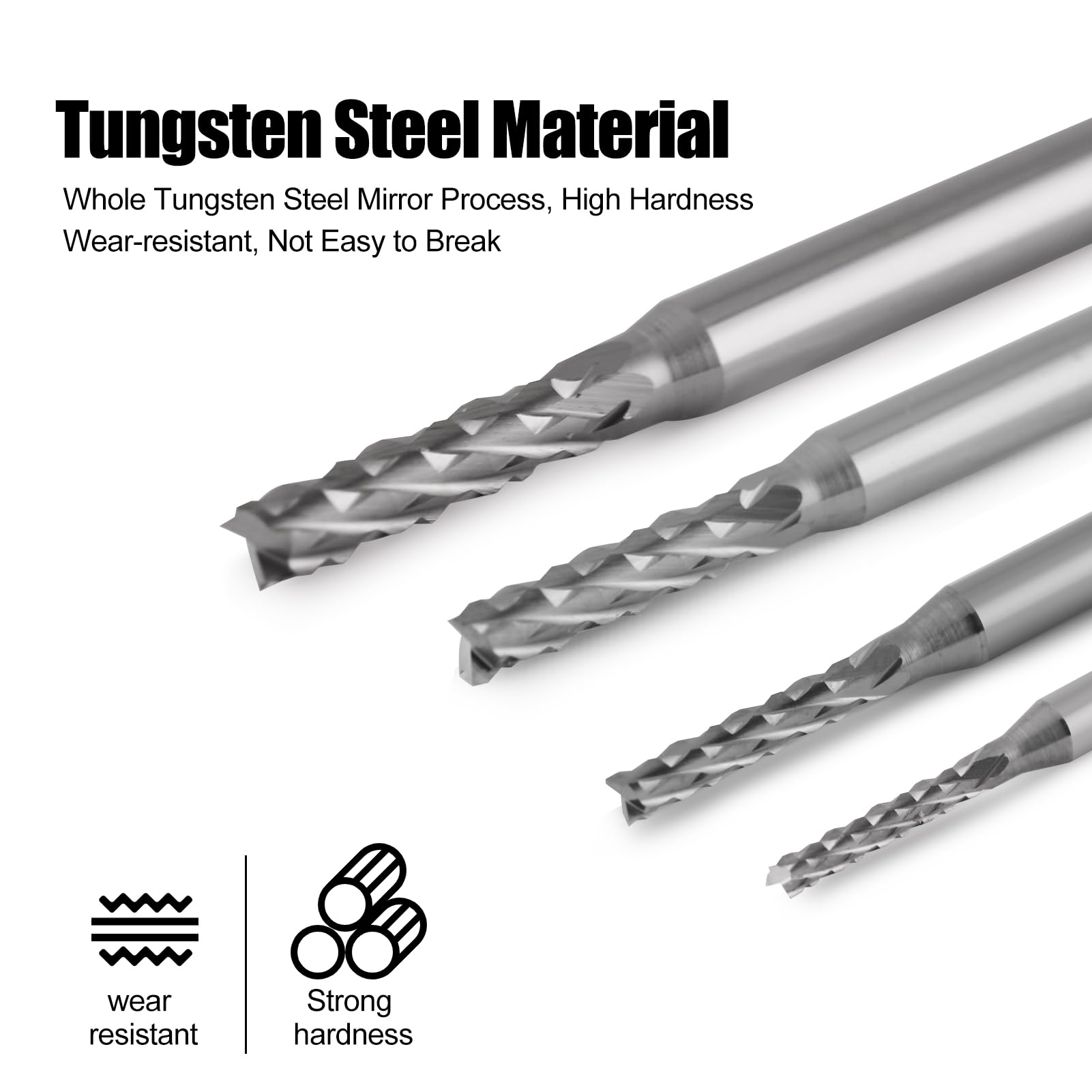 EU_HOZLY 3.175mm Hartmetall-Endfräser Gravierbits CNC-Leiterplatten-Maschinen 1.0mm Schneidkanten-Packung von 10