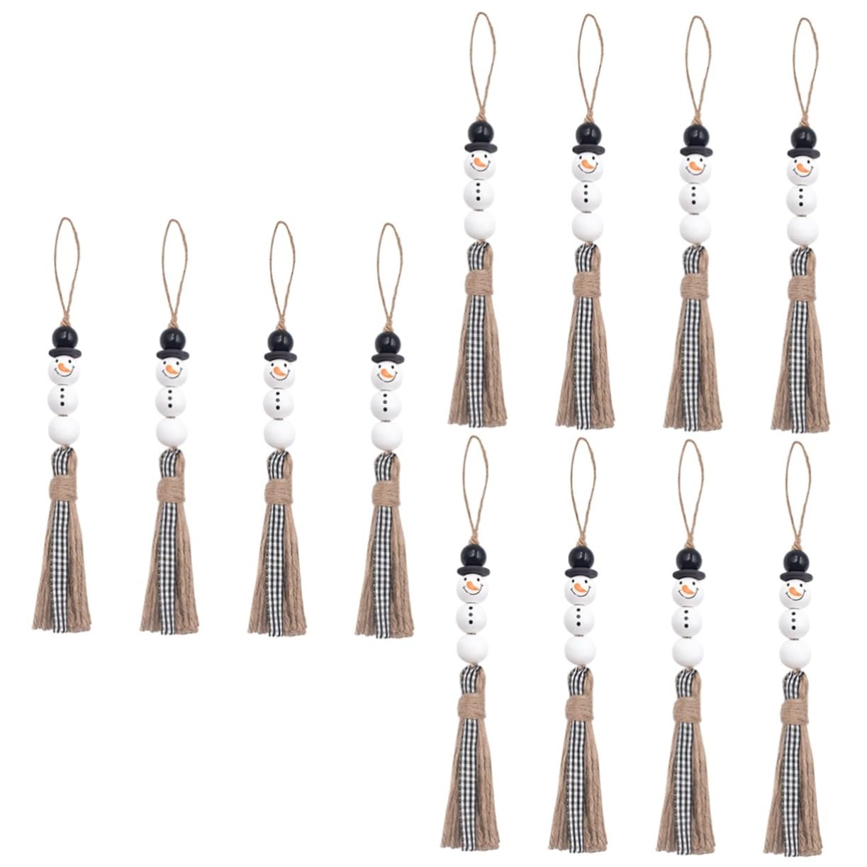 Zerodeko 3 Series Cuentas De Borla Colgantes Navideños Christmas Tree Decoración De Muñeco De Nieve Árbol Guirnalda De Cuentas De Madera De Muñeco De Nieve Decoración del Hogar 4 Piezas X 3