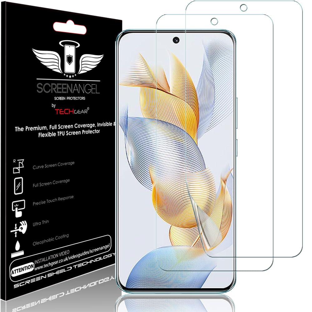 TECHGEAR [2 Pack Screen Protector fits Honor 90 5G [Screen Angel Edition] [Case Friendly] [Bubble Free] [FULL Screen Coverage] HD Clear Flexible TPU Film