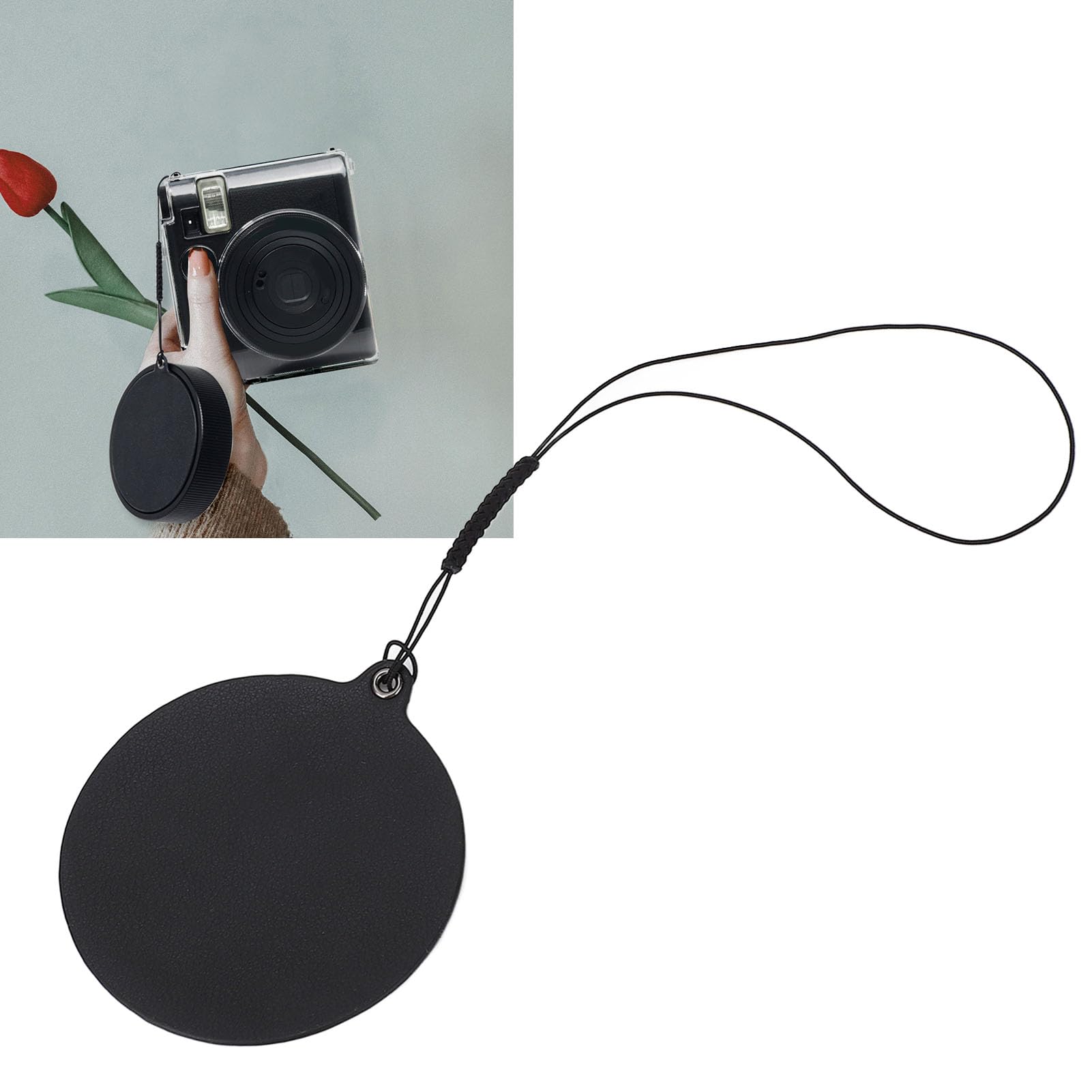 Amazon | 7.4cm レザーレンズキャップステッカー 18cm 紐付き