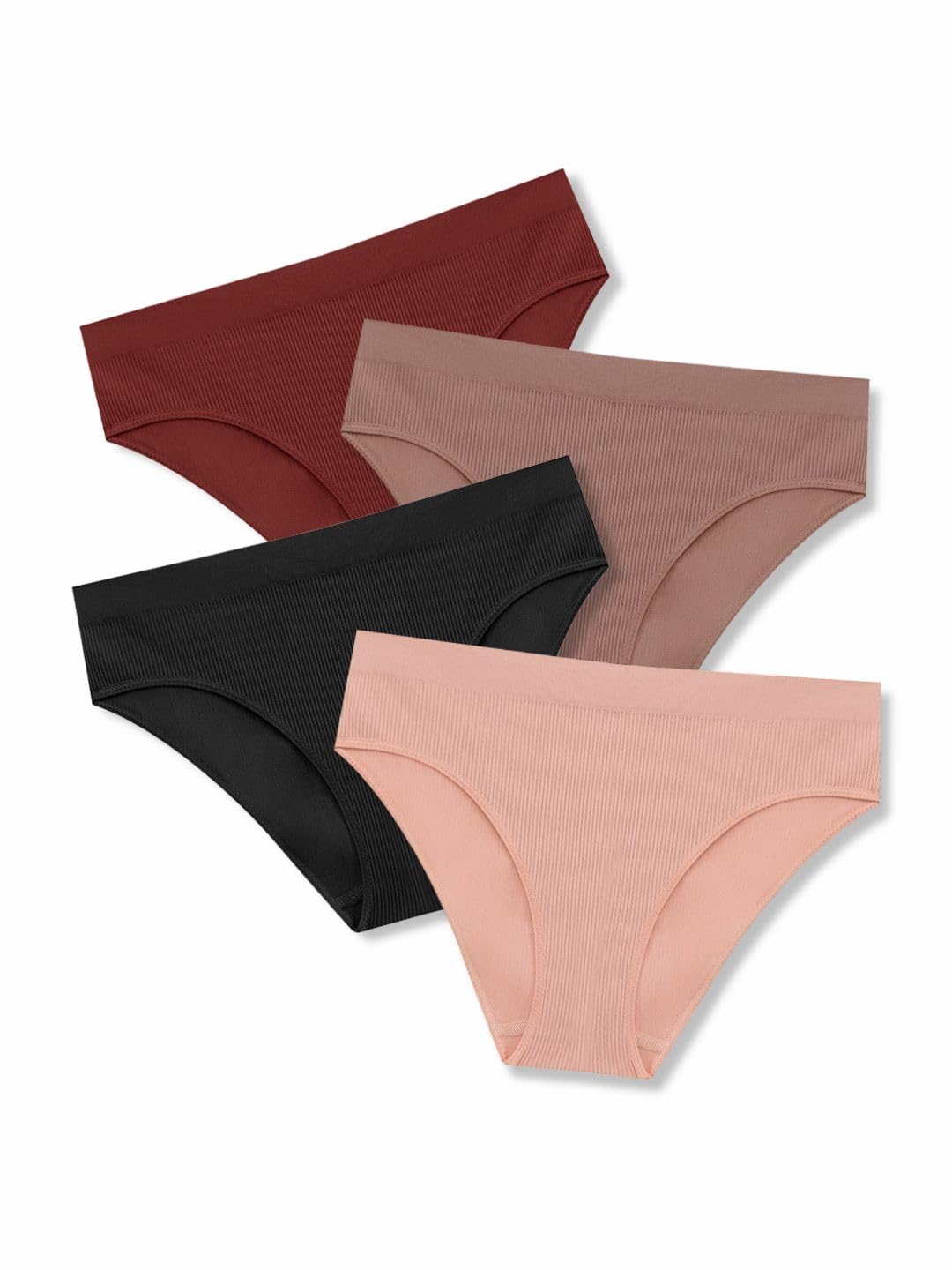 qakvi Womens Cotton Underwear Hi Cut Briefs Panties, Pack of - 4, Colors Brown, Coffee, Black, Skin-picture-15