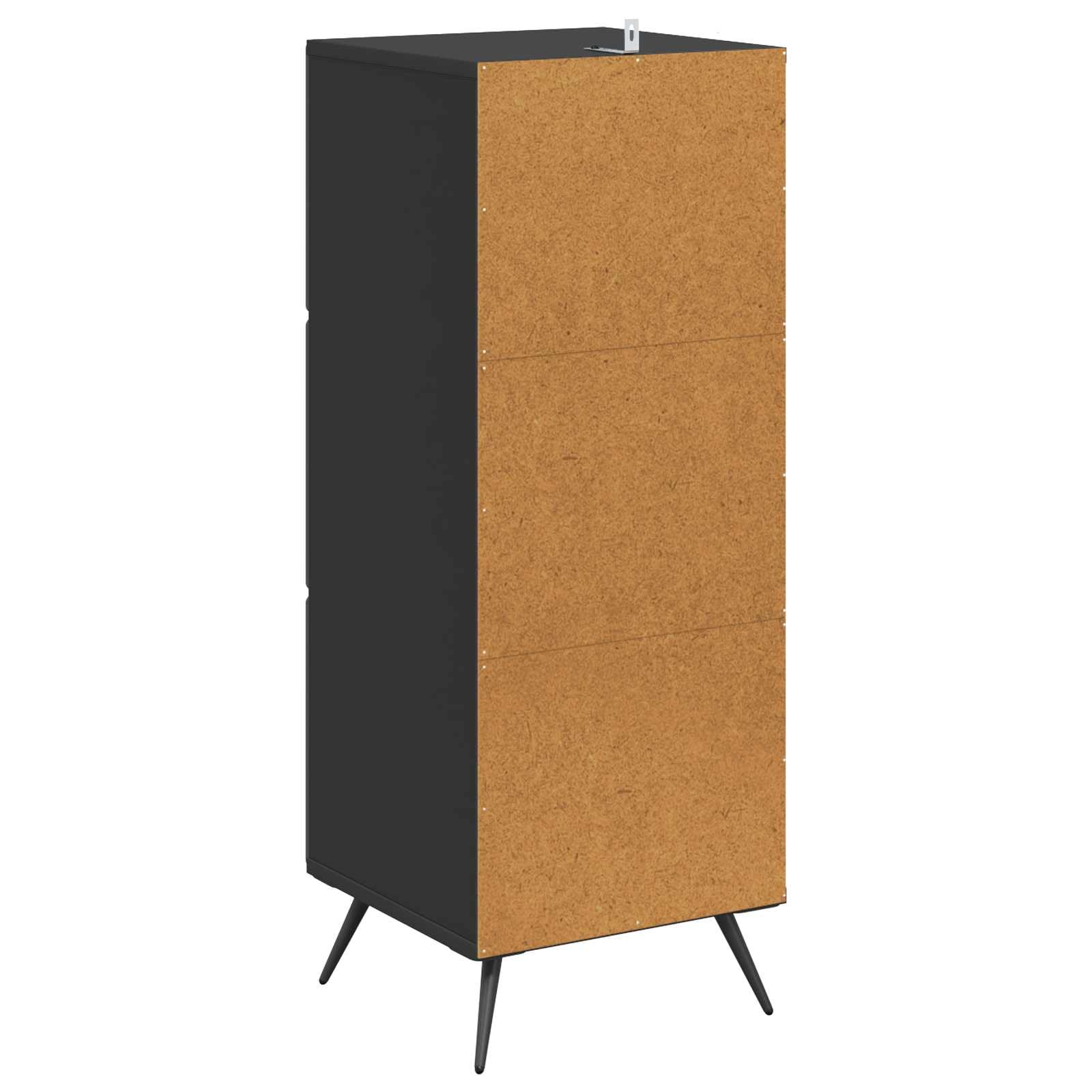 Cassettiera nera, 33 x 34,5 x 90 cm, in legno, moderno, con 3 cassetti, per ufficio, soggiorno e corridoio, stabile