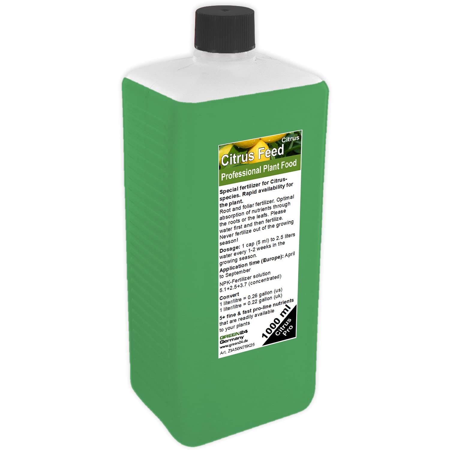 GREEN24 Engrais pour citrus, fertilisation de citrus, engrais liquide HIGH-TECH de qualité supérieure de la gamme professionnelle, engrais complet NPK pour citrus