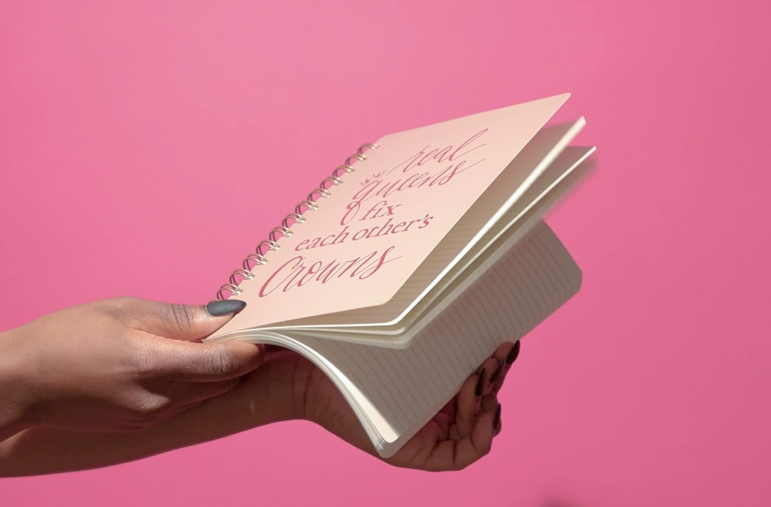 Real Queens Fix Each Other's Crowns Spiral Notebook in Blush Palette | 5.75" x 7.5" | Pack of 3