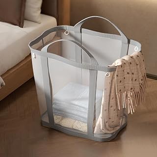 Collapsible Laundry Baskets, Foldable Mesh Laundry Hamper with Easy Carry Handles, Breathable & Sturdy Clothes Hamper in Laundry Room, College Dorm, Bathroom, Bedroom