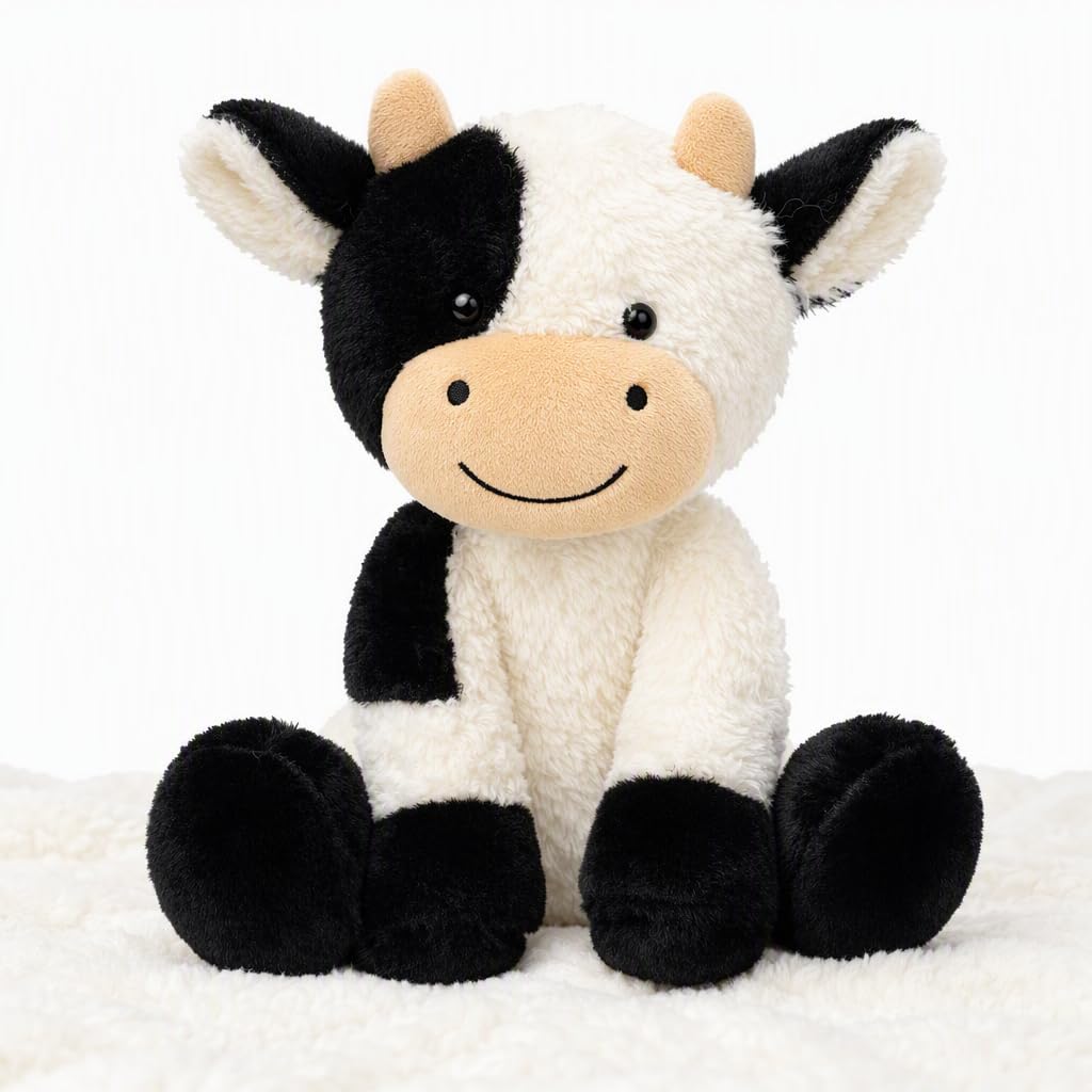 JeyFefv Cow Shaped Plush Ornament 22cm Soft Plush Decor Figurine | 22cm cow plush decor, PP cotton filling, premium plush fabric, for home decor & display, easy to clean