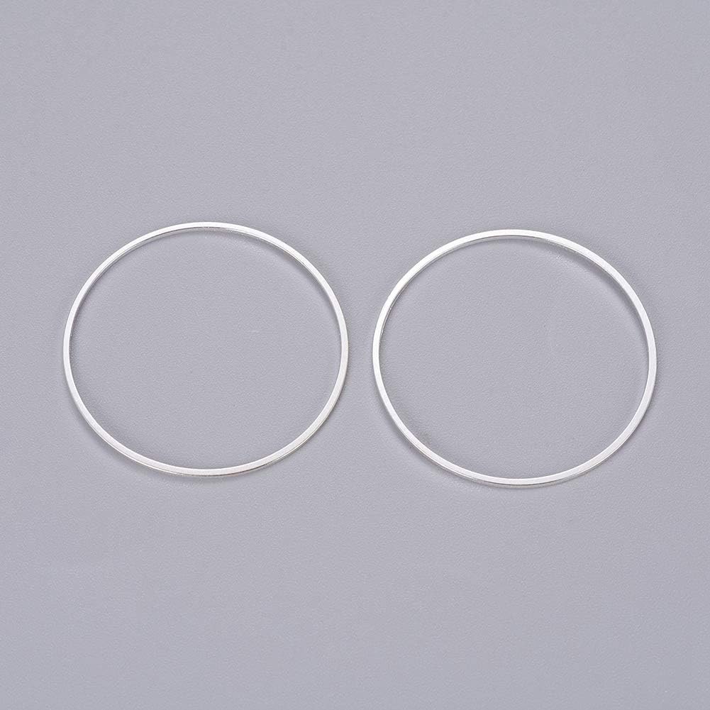 Craftdady 100Pcs Brass Circle Open Bezel Charms Connector 16mm Hollow Earring Links Findings for Necklaces Bracelets Creations (Silver) - Image 4