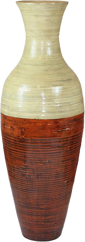 Uniquewise 43-Inch-Tall Vase, Majestic Impressive Vase, Magnificent Rich Large Floor Vase, Tall Flower Holder, for Your Living Room, Entryway, or Dining Room, Red and Natural Color Floor vase