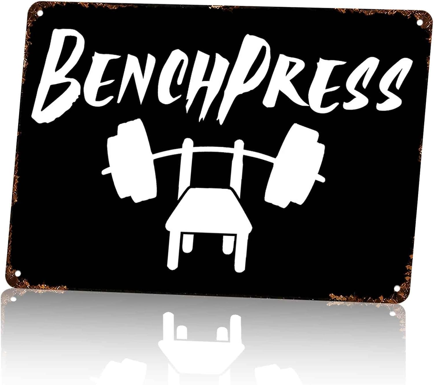 Bench Press Barbell Sports Metal Sign 8 x 12 Inch