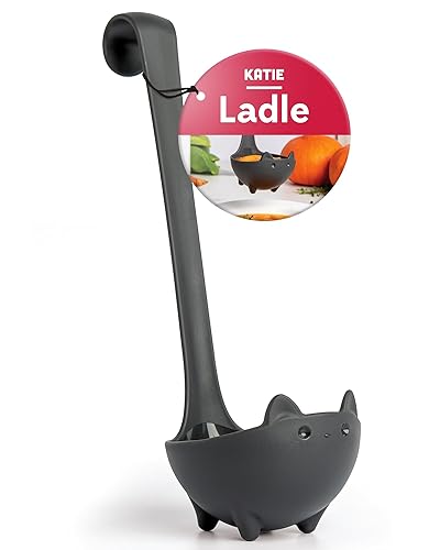 OTOTO Katie Cat Soup Ladle - Halloween Gifts Black Cat, Gothic Gifts, Gifts for Cat Lovers - Spooky Cat Gift, Cute Kitchen Accessories, Fun Gifts (Katie Cat, Black) - Black