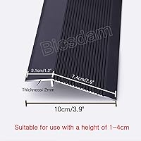 Vista 3 de WORDFUN Tira de transición de piso de madera a azulejo, reductor de umbral de alfombra/azulejo, rampa de borde biselado, tira de umbral de aluminio