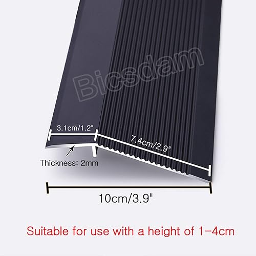 Miniatura 3 de WORDFUN Tira de transición de piso de madera a azulejo, reductor de umbral de alfombraazulejo, rampa de borde biselado, tira de umbral de aluminio