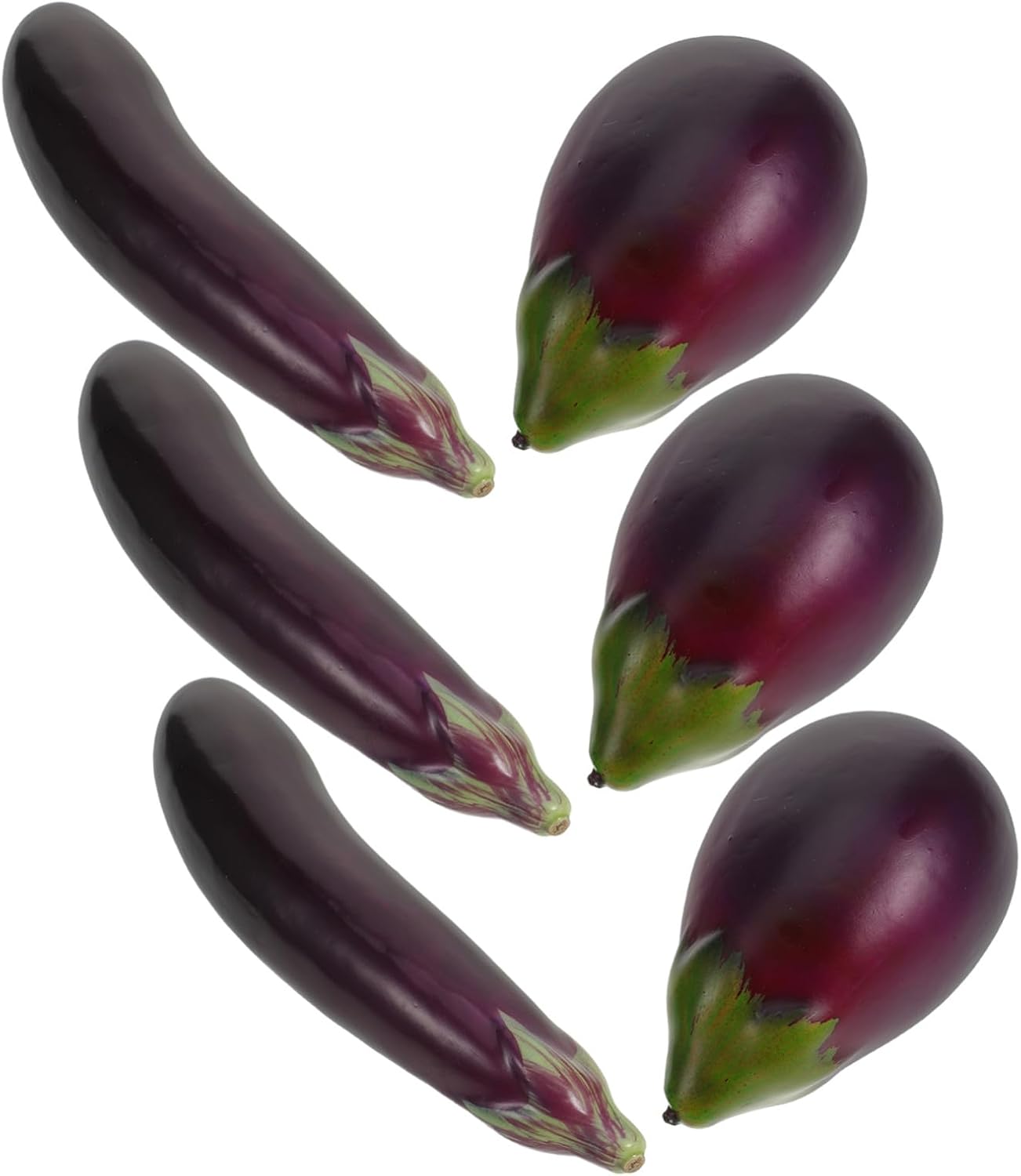 6pcs Realistic Artificial Eggplant Simulation Vegetable Models for Photography Classroom Teaching Restaurant Display Decorative Faux Food Ornaments