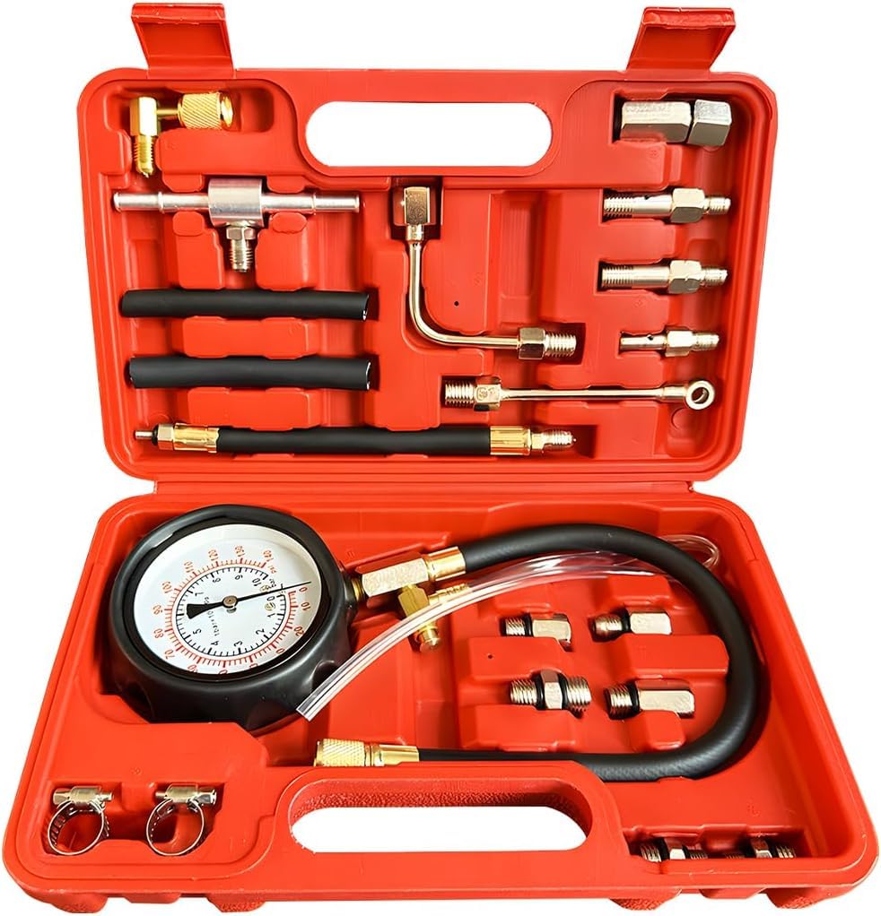 Hetkrishi 0-140PSI Car Fuel Pressure Tester Kit, TU-114 Vehicle Gas Gasoline Injection Pump Pressure Tester Gauge Kit, Automobile Oil Injection Pump Diagnostic Tool Set, Universal Fit-picture-17