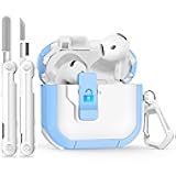 Ekoonpft for AirPods 4 Case 2024, Secure Lock Design Cases for Apple AirPods Pro 4th Generation for Women Girly, Soft Cover with Cleaner,Silicone Wrist Strap,Cute Candy Keychain,Carabiner
