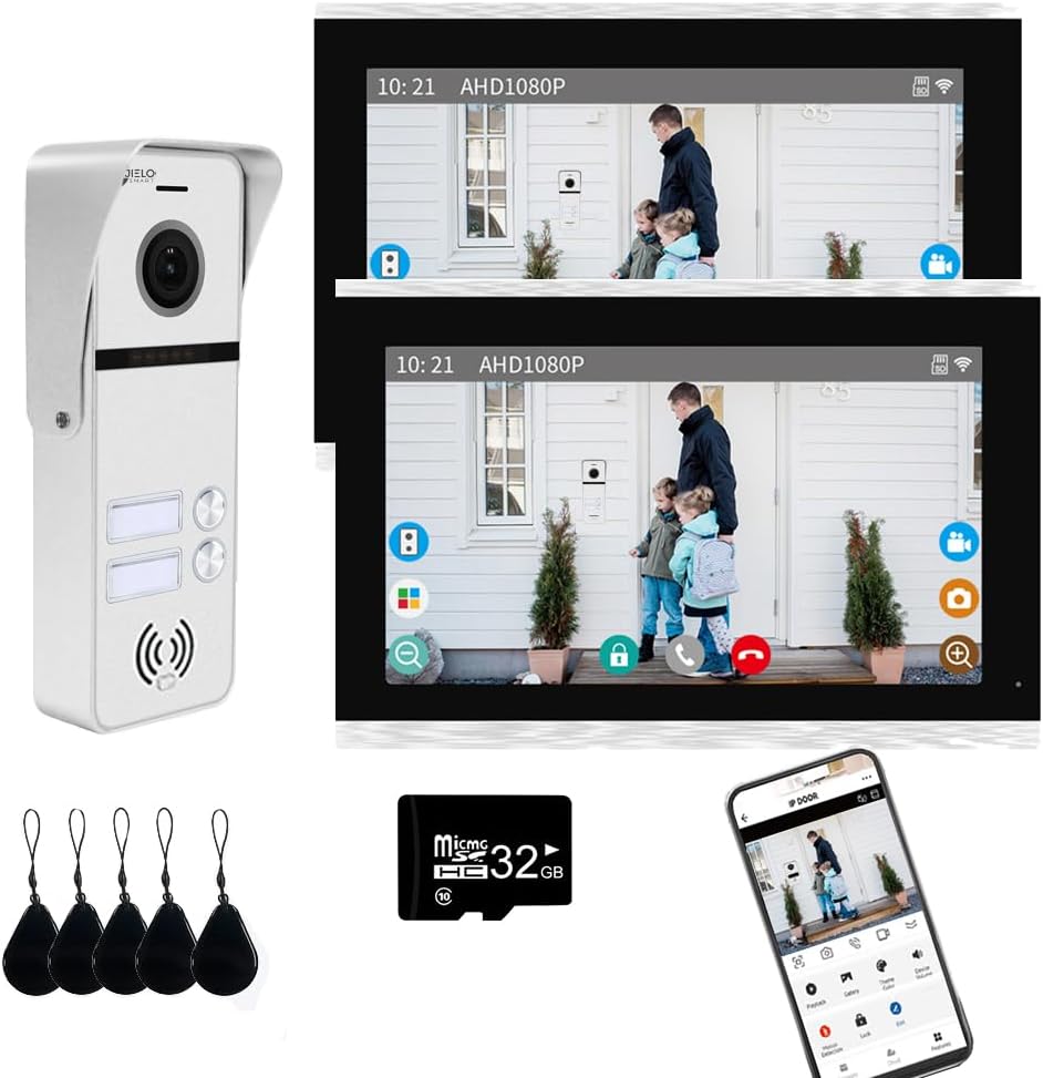 Amazon.com : Wireless Video Intercom System Apartment 2 Units 10 Inches ...