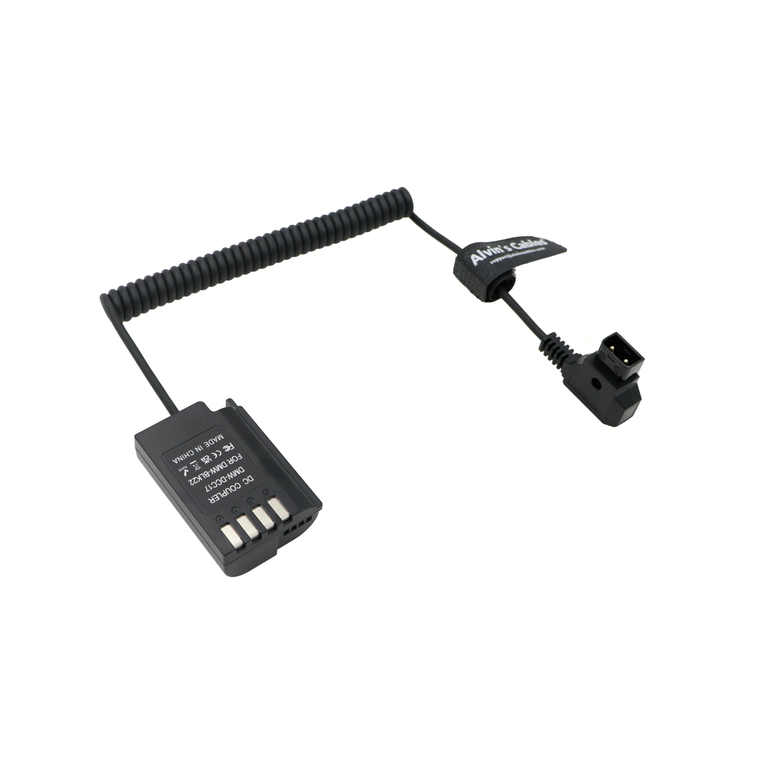 Alvin's Cables DMW-DCC17 DMW-BLK22 Batteria fittizia a adattatore di alimentazione D-tap Cavo a spirale per fotocamera Panasonic Lumix S5 S5II S5K S5C GH6 GH5II G9 G9II