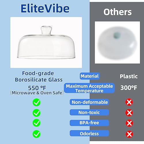 Miniatura 4 de Cubierta de vidrio para salpicaduras de microondas de 10 pulgadas para alimentos, 5 pulgadas de alto, sin BPA, no tóxica, no plástica, tapa de