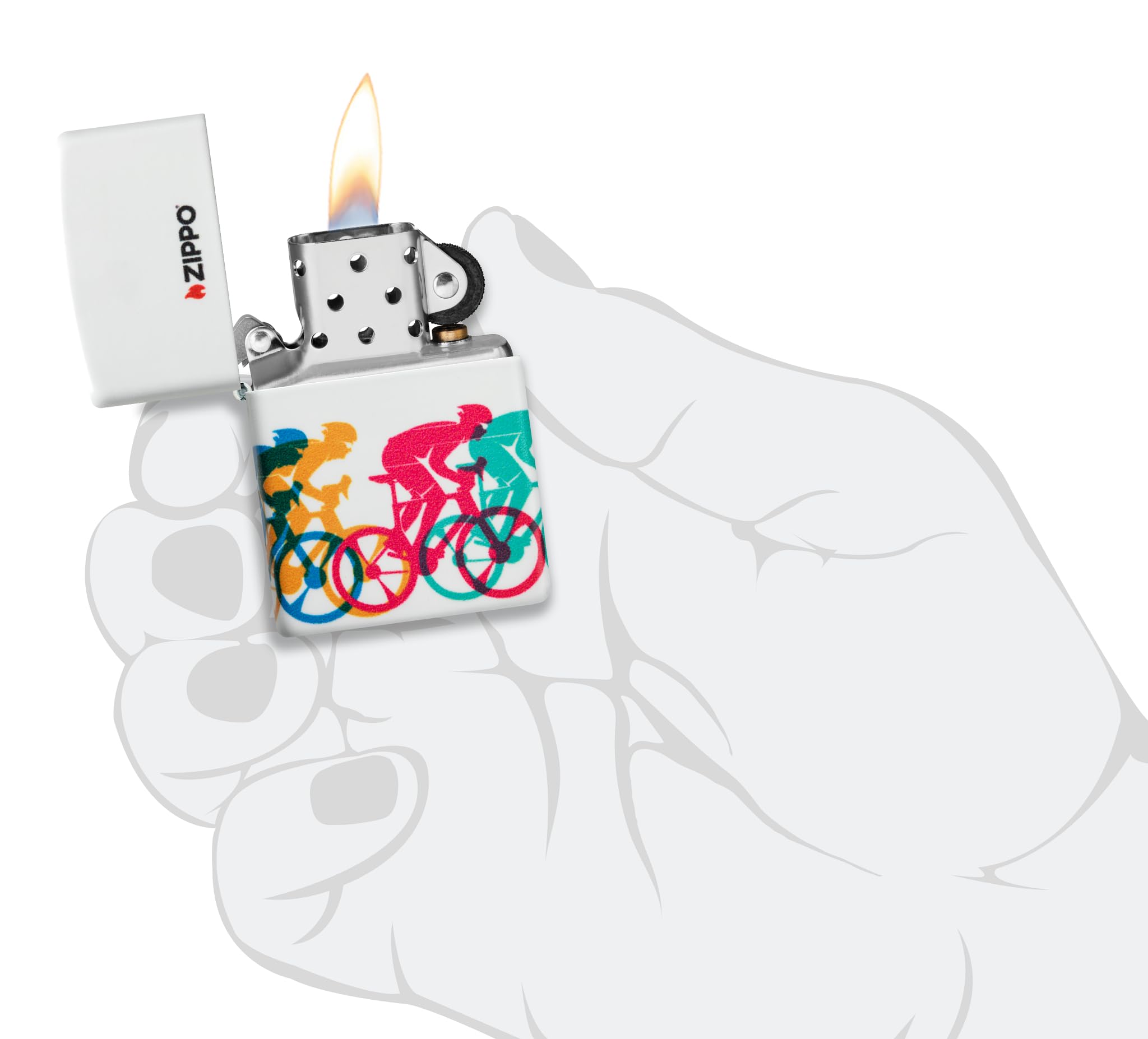 Zippo Sturmfeuerzeug Bicycle Race 540° Color Image Nachfüllbar Wiederverwendbar Windfest