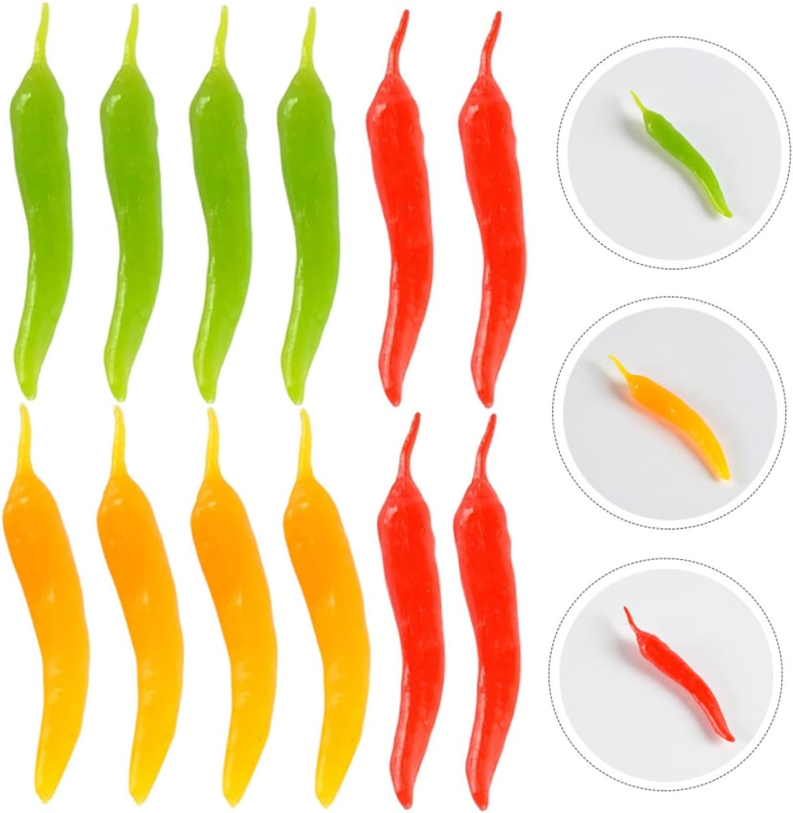 ABOOFAN 60pcs Artificial Chili Peppers Model Realistic Red Yellow Green Fake Vegetables for Home Kitchen Decoration Photography Props Kindergarten Table Accessories