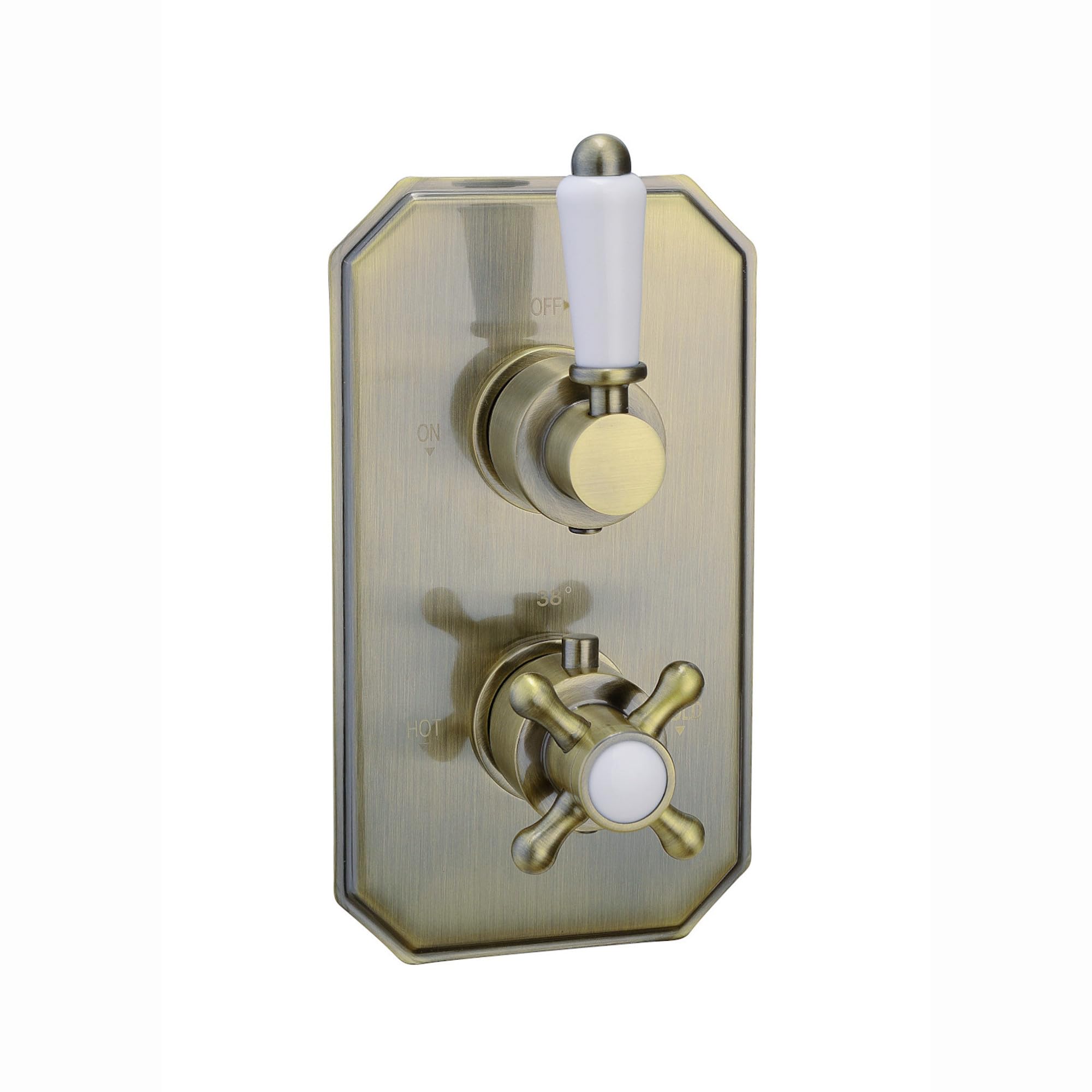 Enki Antique Brass Regent, Tsv043, Single Outlettwin Concealed Thermostatic Shower Mixer Valve Tap For Bathrooms, Traditional Victorian Style