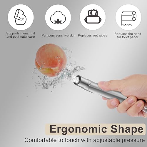 Bidet Hand Shower Personal Hygiene Set, Hand Stainless Steel Bidet Sprayer with 1.5 m Hose, Baby Cloth Nappy Spray Kit, Adjustable Spray Gun, Bidet Shower for Personal Hygiene - 8