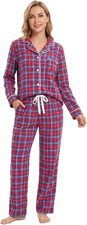 Noble Mount Flannel Pajamas for Women, 2Pc Lightweight Flannel Womens Pajama Sets