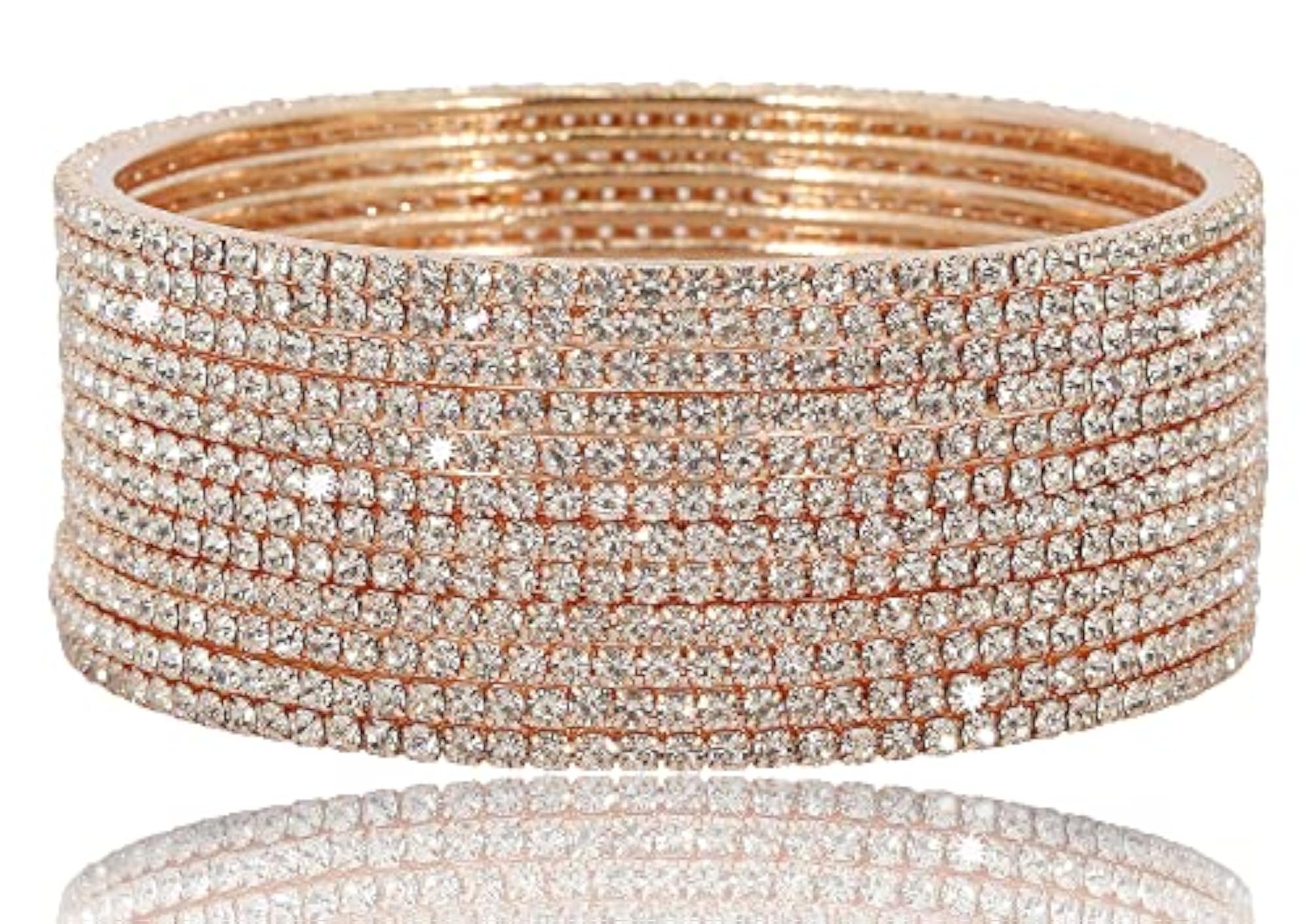 Zircon Studded Bangle Set, Pack Of 12
