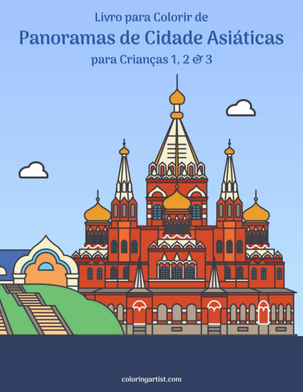Livre coloriage panoramas Asie enfants cahier dessin grand format paysages