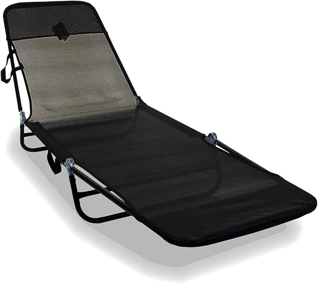 Marko Outdoor Sun Lounger Outdoor Garden Patio Recliner Bed Adjustable Back Foot Rest Chair (Black)