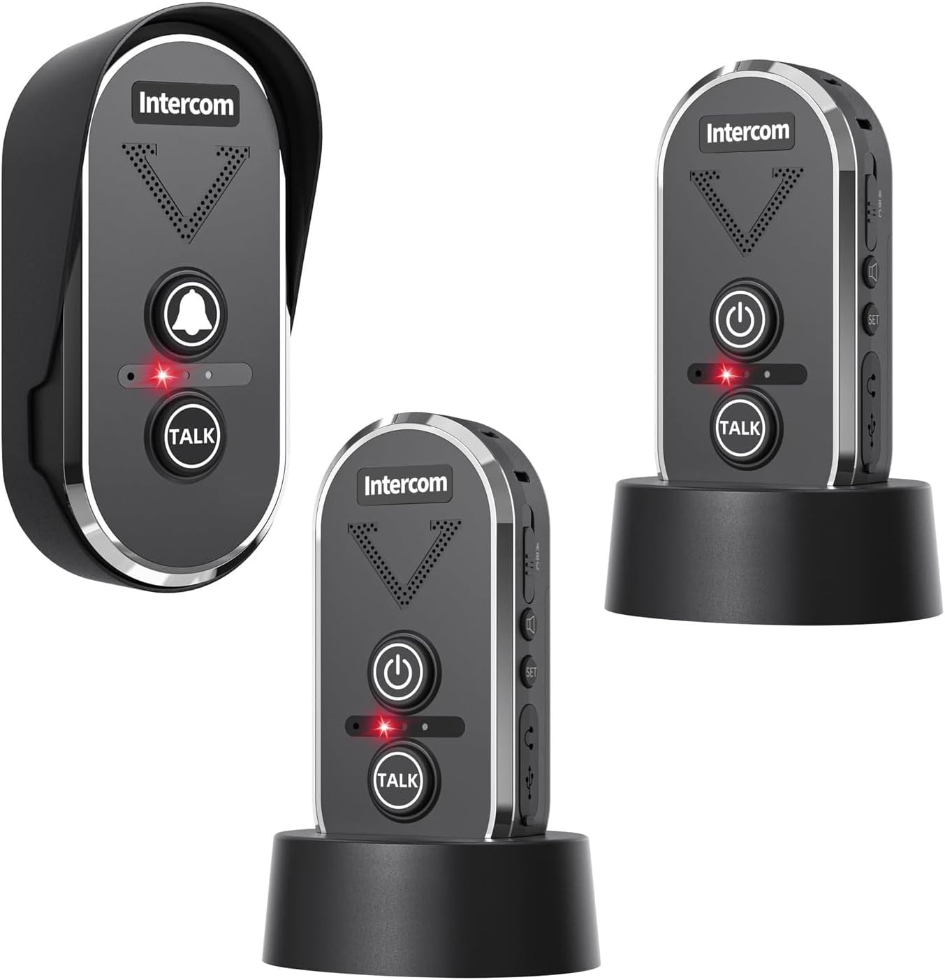 Wireless Doorbell Intercom,2 Way Intercom System 4900ft Long Range, 3 Volume Levels,20 Chimes,Intercoms Wireless for Home Business Classroom