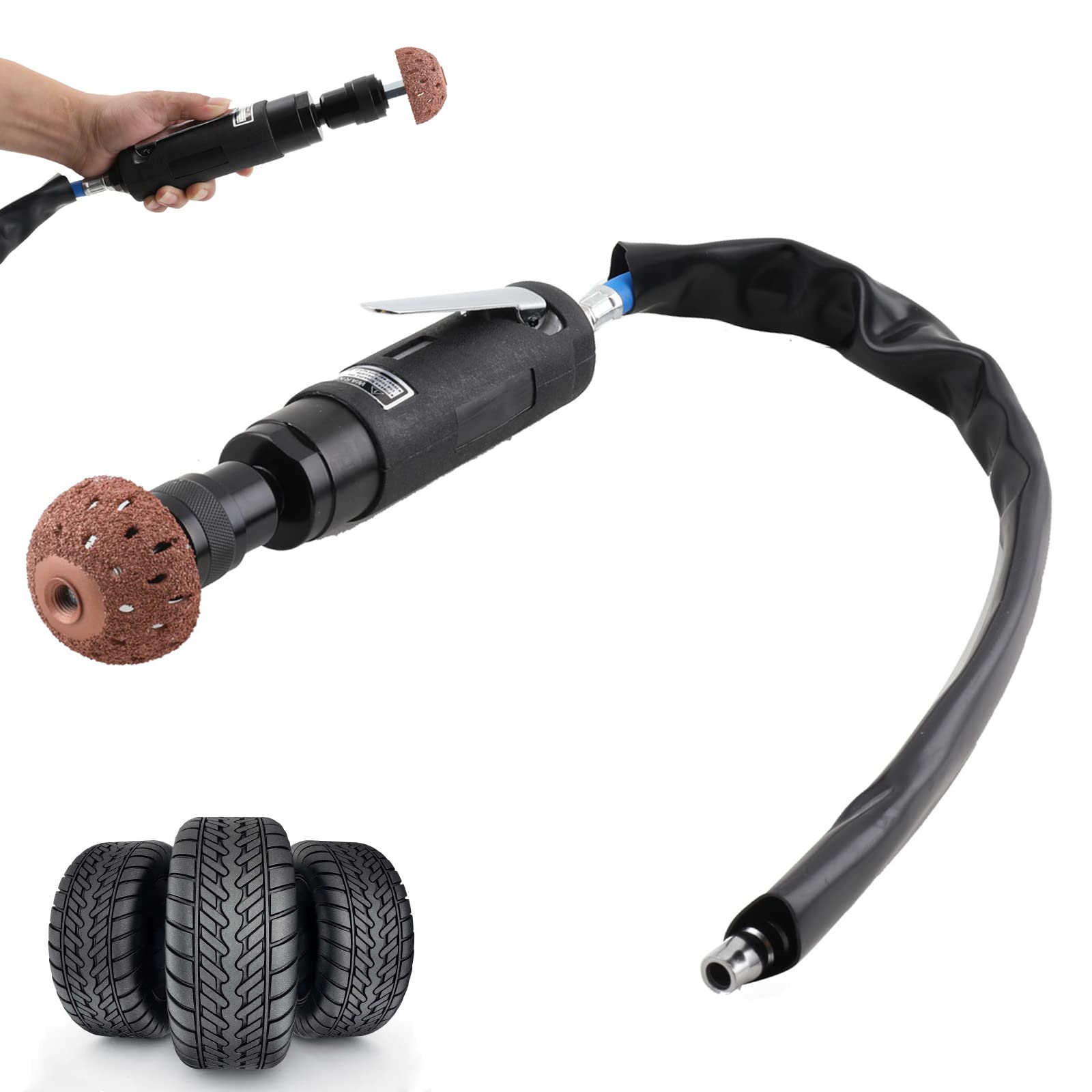 Lfhelper 2500rpm Low Speed Pneumatic Tire Buffer Tool Kit, Tire Buffing Wheel Repair Tool Kit, Air Tire Buffer Tire Repair Kit, Tyre Repair Grinder