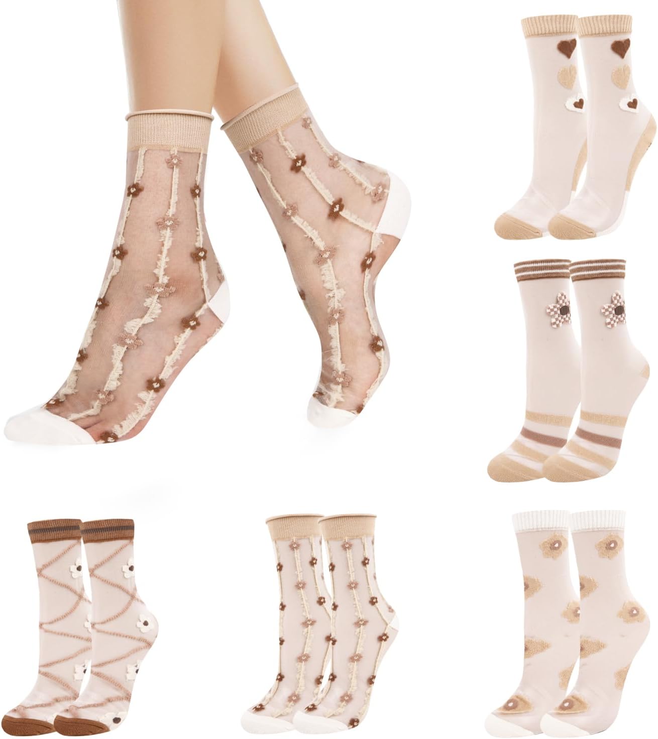 Benefeet Sox Lace Sheer Mesh Socks for Women Girls UltraThin Transparent See Through Nylon Ankle Stocking Socks - Image 6