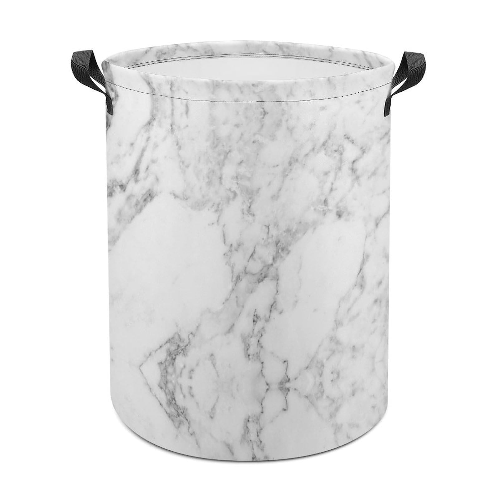 Wlntrophic Laundry Hamper, Light White Marble Laundry Basket, Washing Basket with Handle