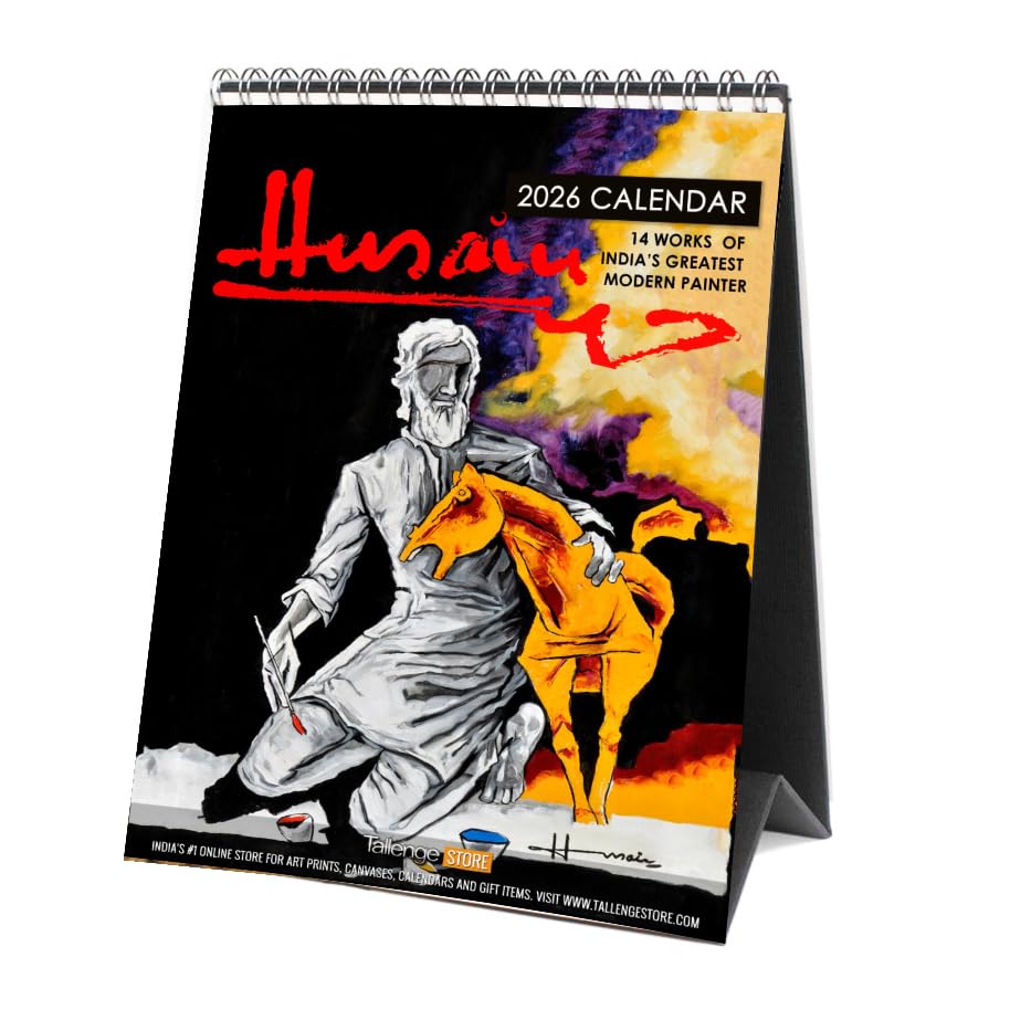 Image of Tallenge - M F Husain - Art By Indian Master - 2026 desk Calendar - 6 x 9 Inches (Paper, Desk Calendar)