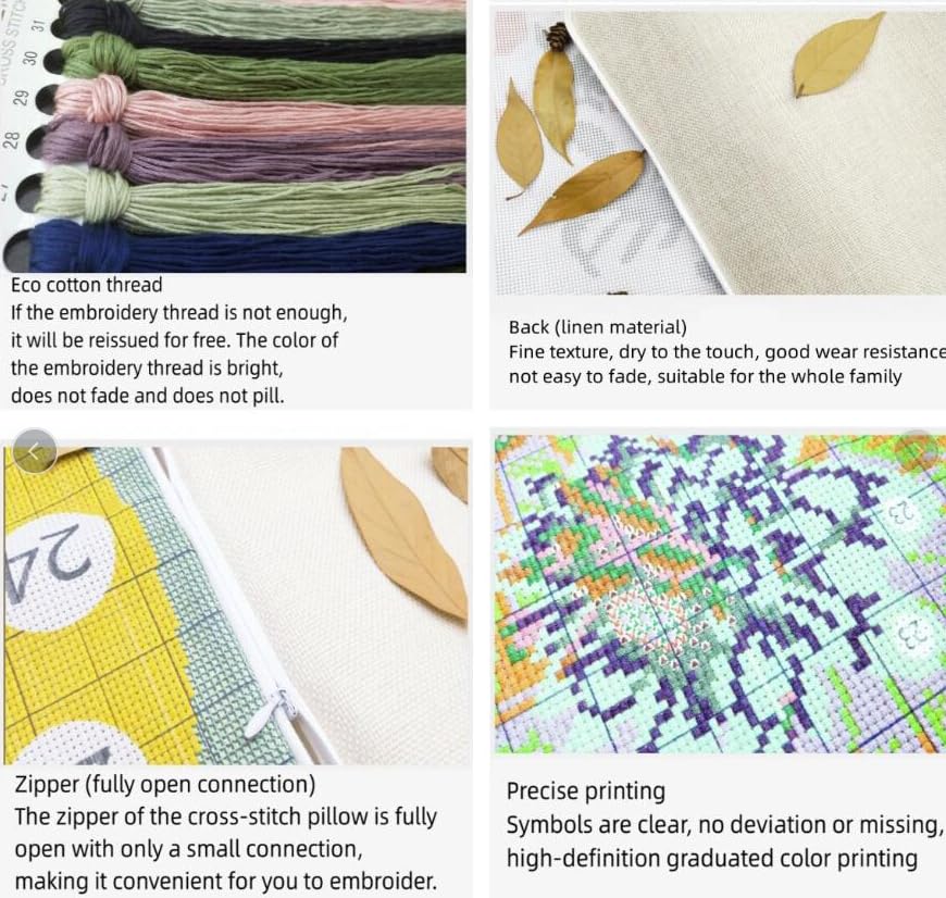 Kits de points de croix estampillés EUPLI avec toile de coussin robuste