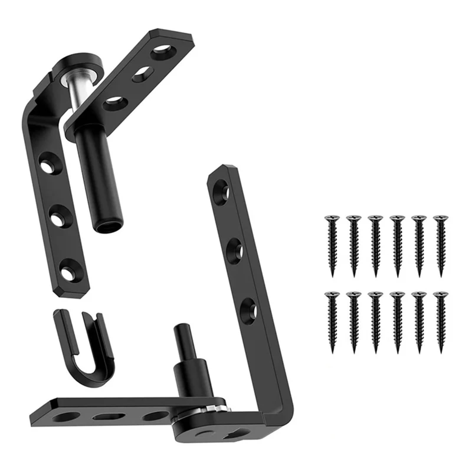 Flush Bolt for Double Door 4PCS Cafe for Swinging Door Hinge Hardware- Saloon Hinges& for Hardware Set(Black)