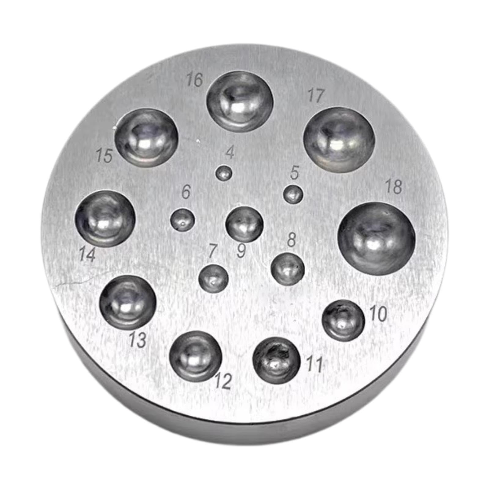 Harilla Dapping Doming Block Set in Acciaio per Formatura Metallo Utensili per Gioiellieri Set di Punzoni Accessori per Modellatura Artigianale Materiale Resi, 15 Buche